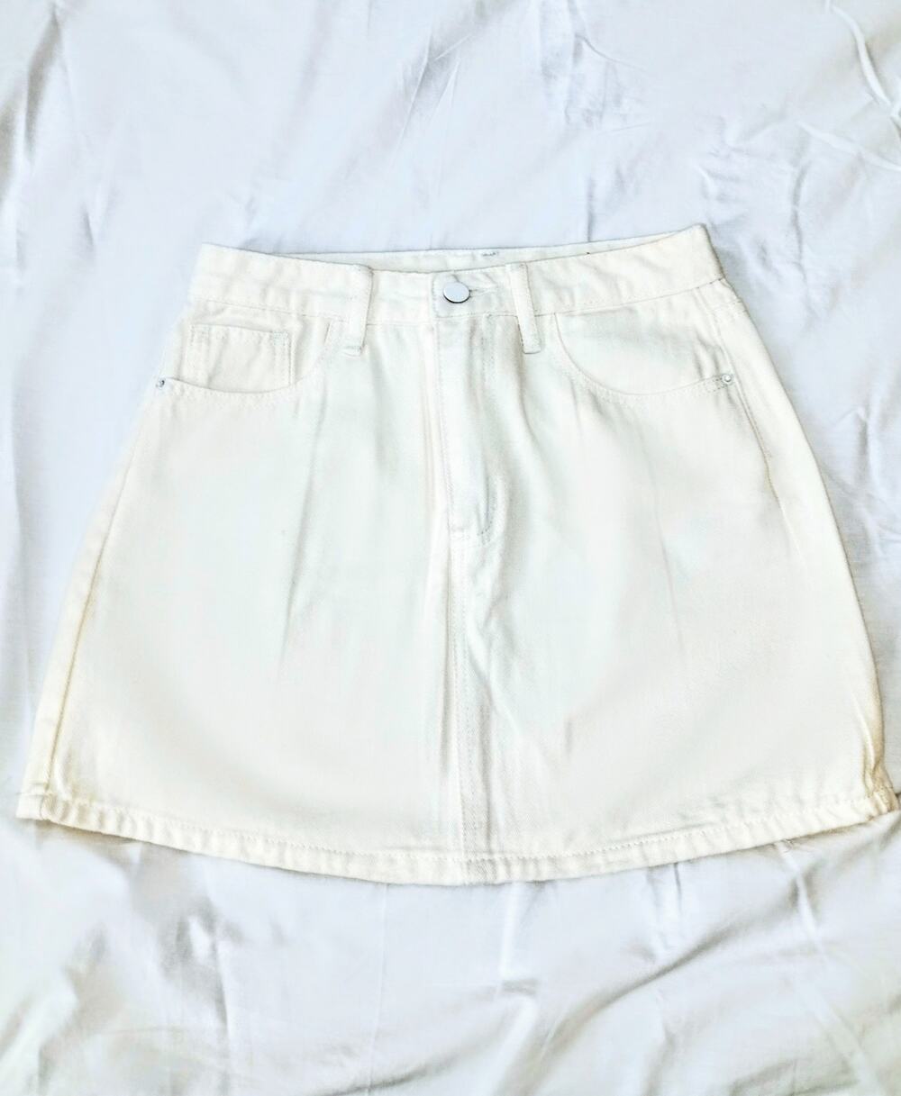 SHEIN - White Denim High Waist Mini Skirt - Sz S - NWOT